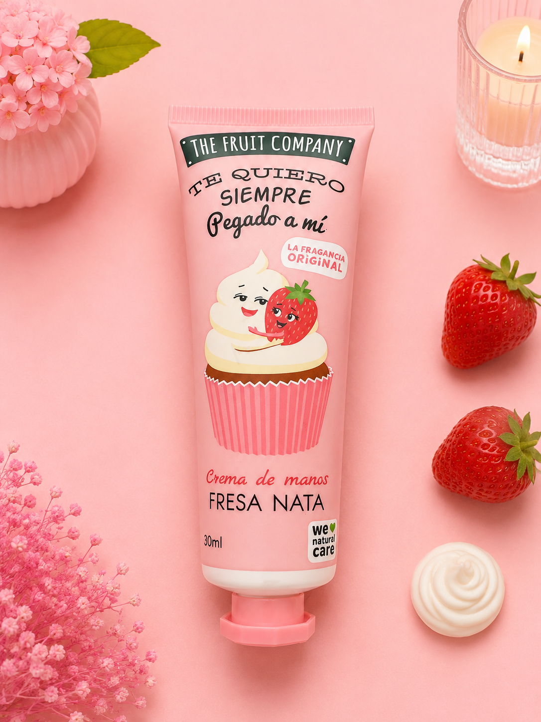 Detalle del envase de la crema de manos The Fruit Company