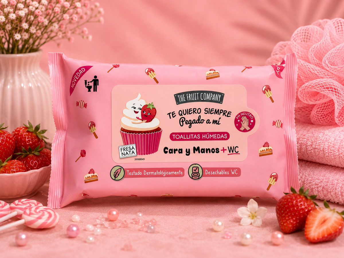 Toallitas para cara y manos en su envase de producto