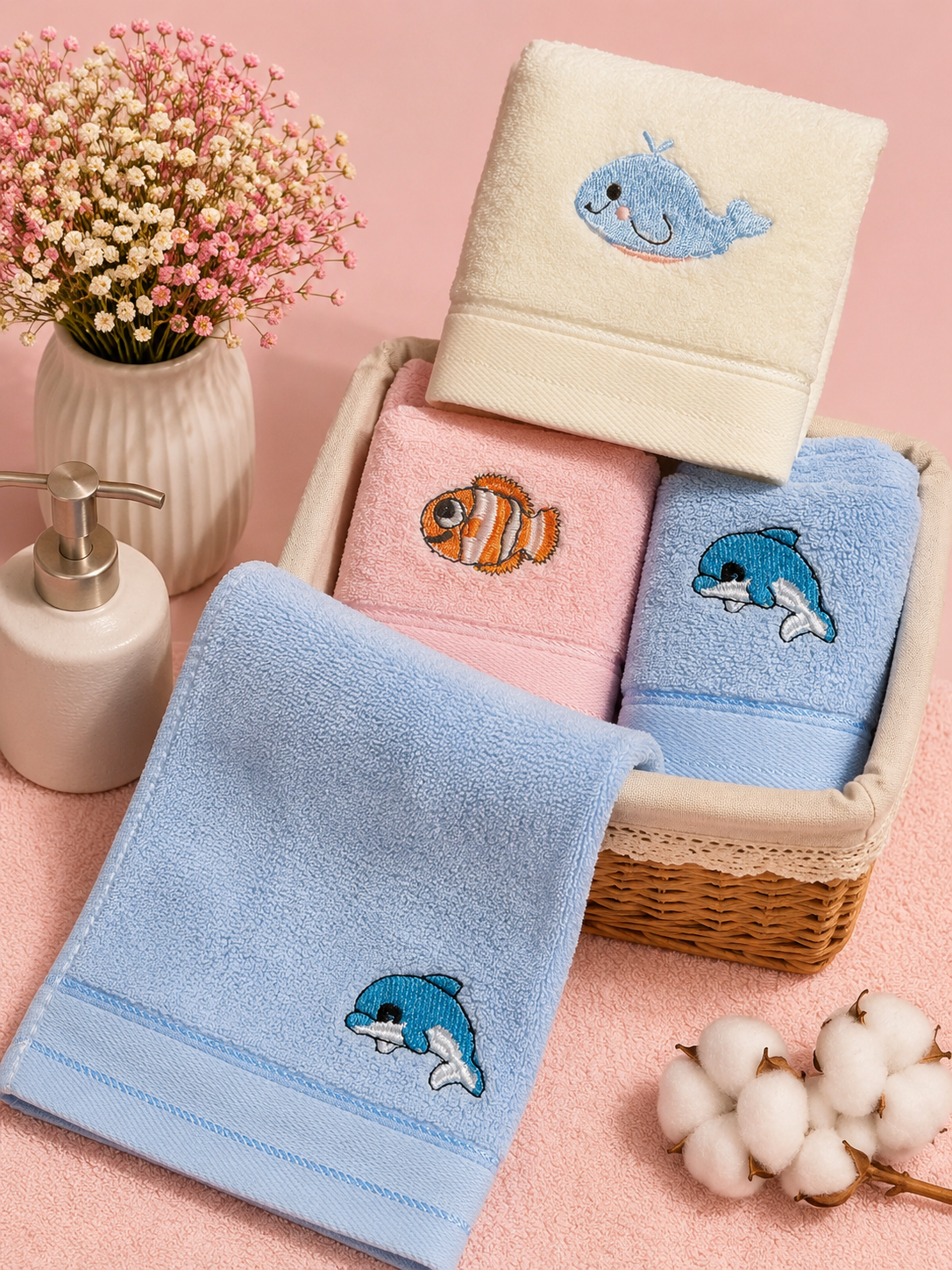 Toalla para cara y manos con diseño decorativo de animales