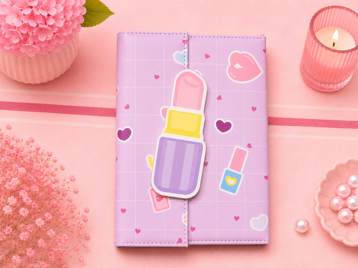 Cuaderno kawaii preparado para escribir apuntes y notas
