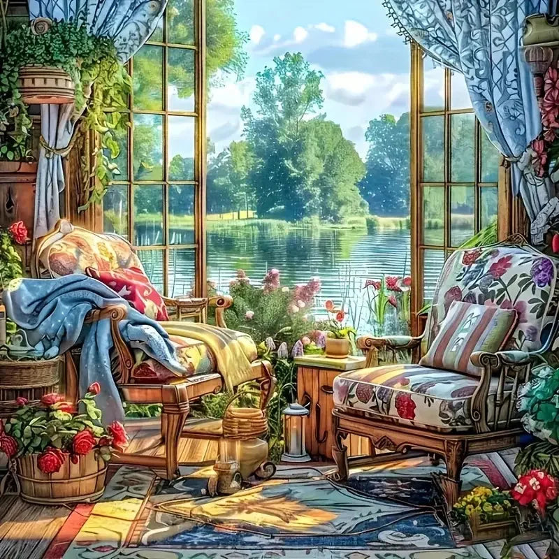 Proyecto de diamond painting terminado con temática floral