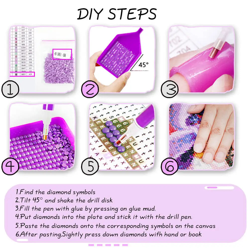 Lienzo, herramientas y diamantes incluidos en el kit creativo