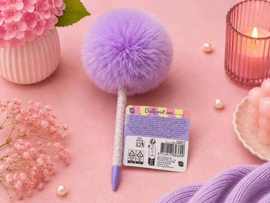 Bolígrafo kawaii con pompón decorativo para escritorio