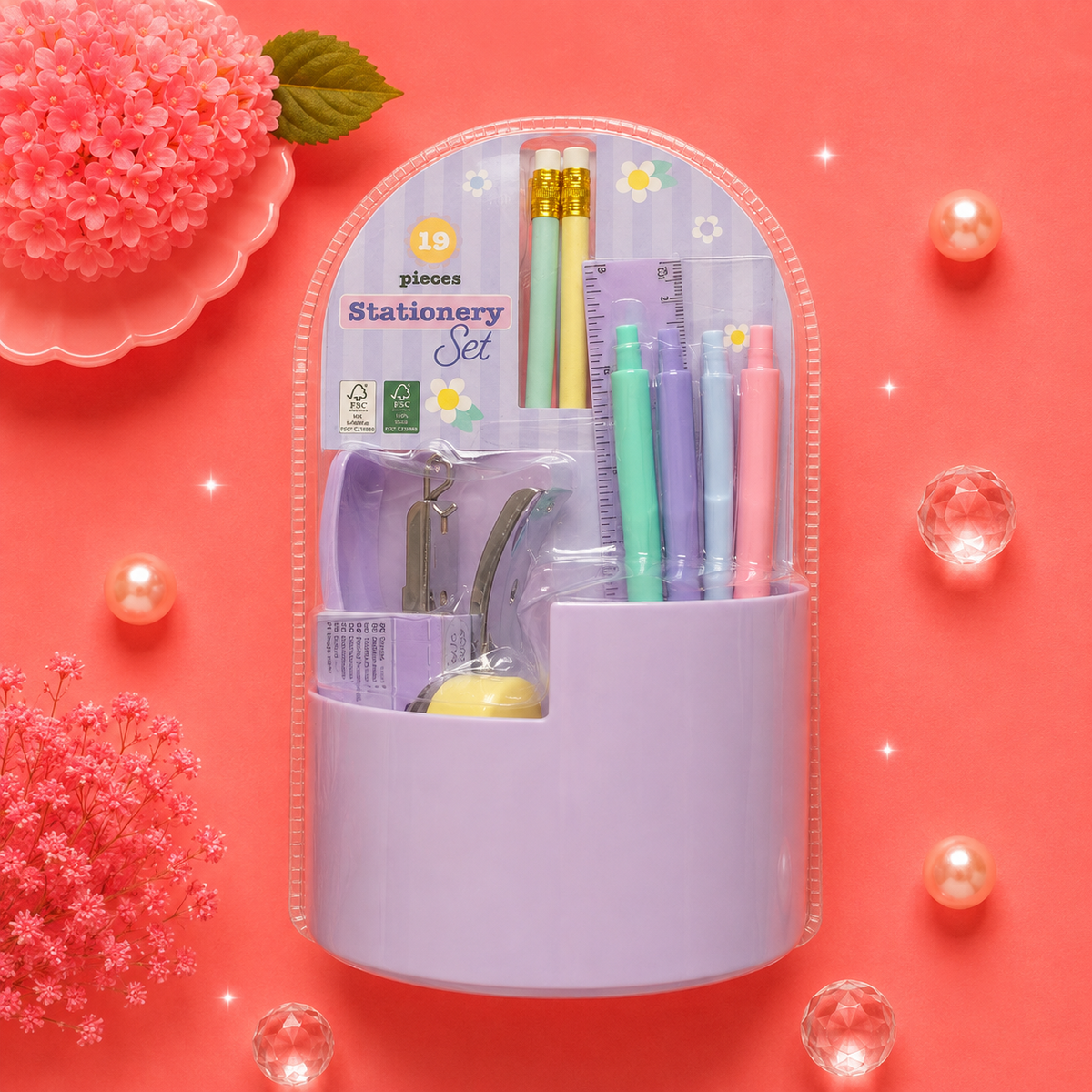 Set de papelería para organizar material de estudio y oficina