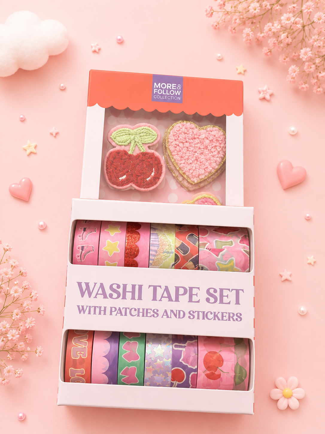 Washi tape con stickers en color rojo