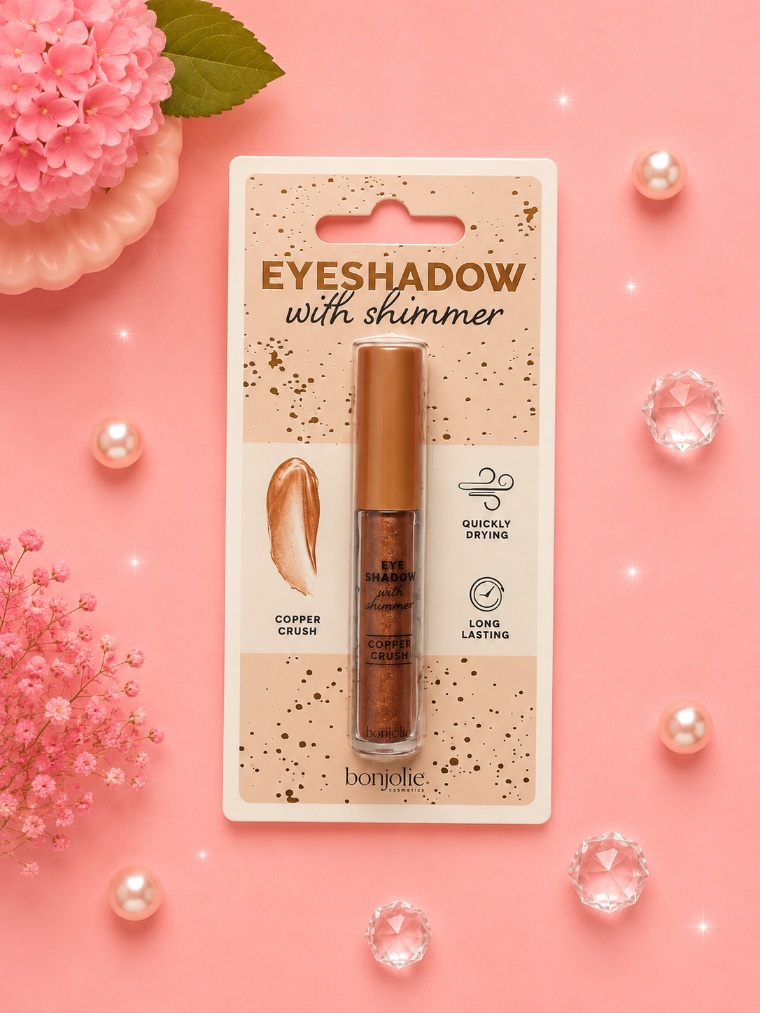 Textura líquida de sombra de ojos con partículas de purpurina