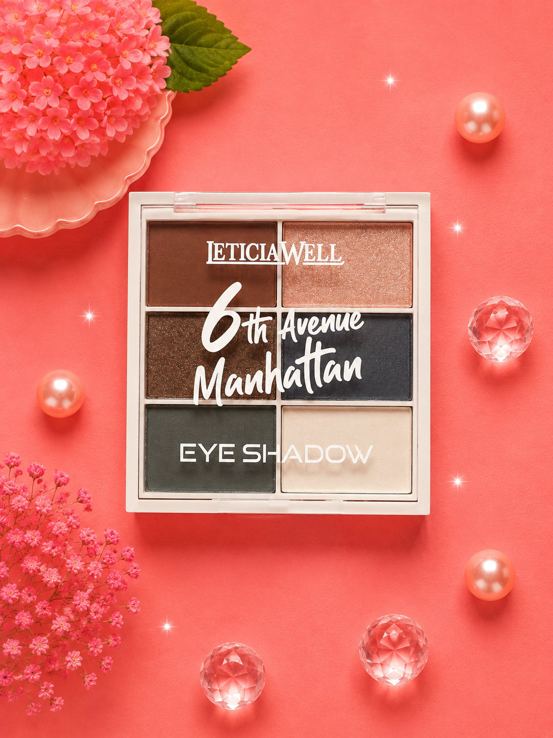 Presentación exterior de una paleta de sombras de maquillaje