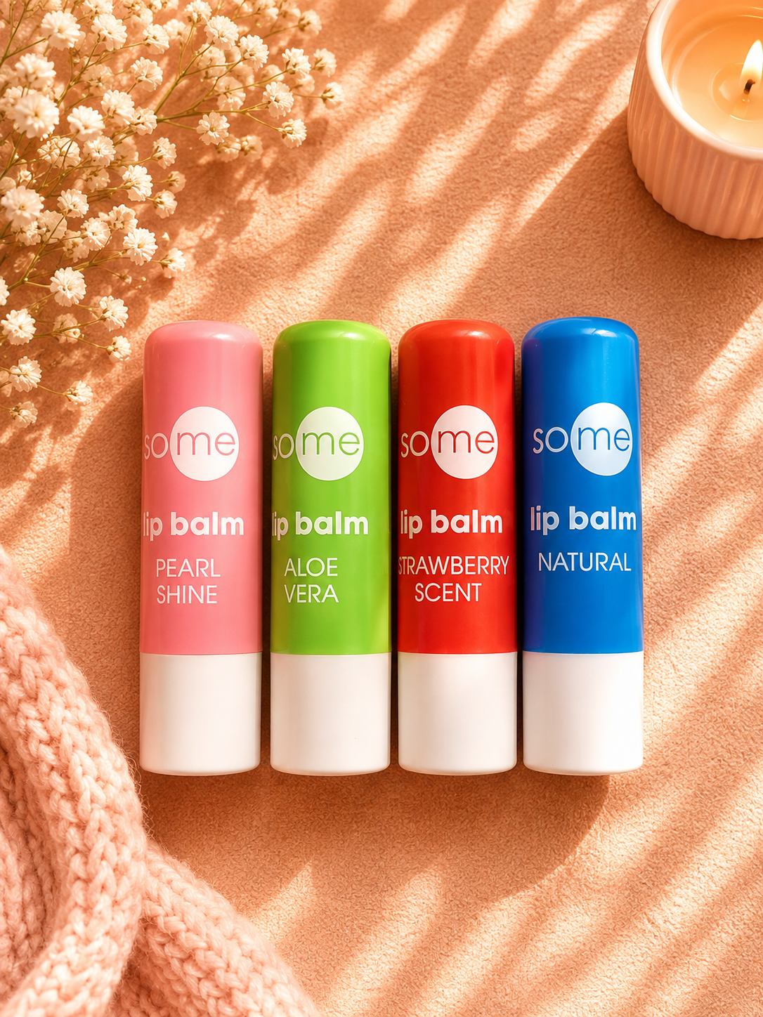 Pack de cuatro bálsamos labiales para el cuidado diario
