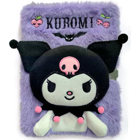 Cuaderno A5 multicolor de Kuromi con efecto de peluche