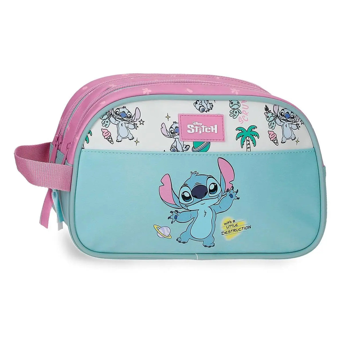 Neceser turquesa de Stitch con dos compartimentos