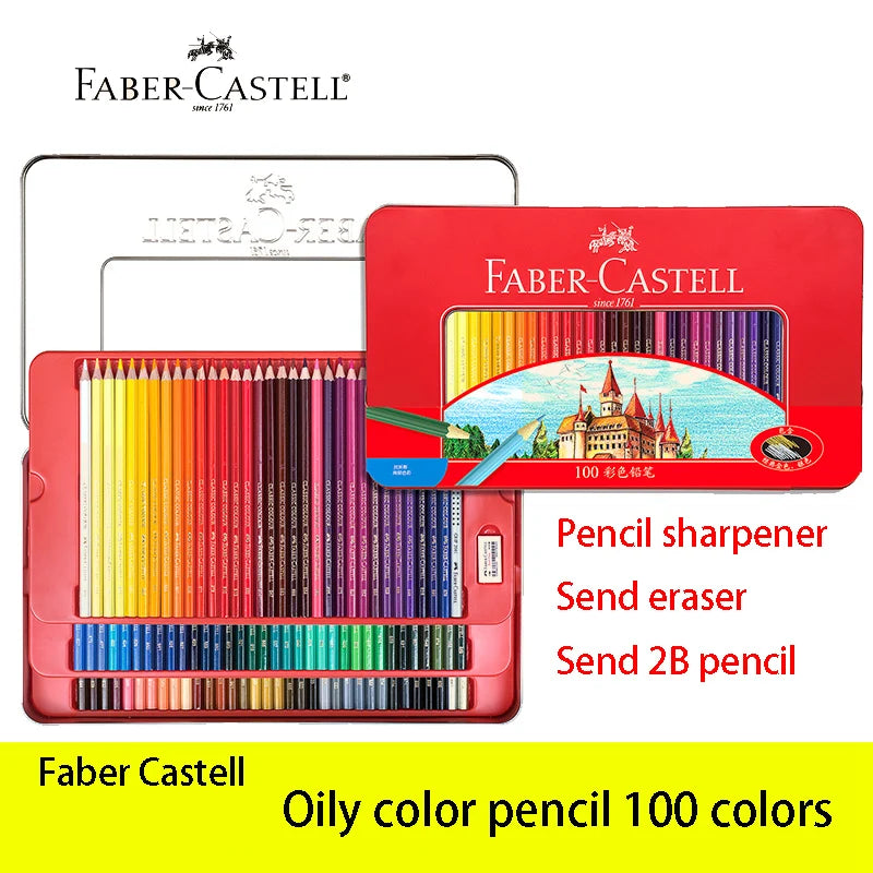 Set de 100 lápices de colores 2B presentado en caja metálica