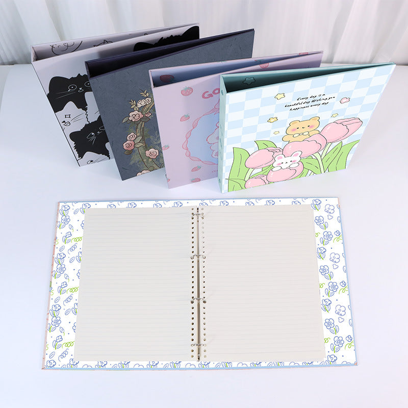 Carpeta A4 de cartón con diseño de gato blanco y negro