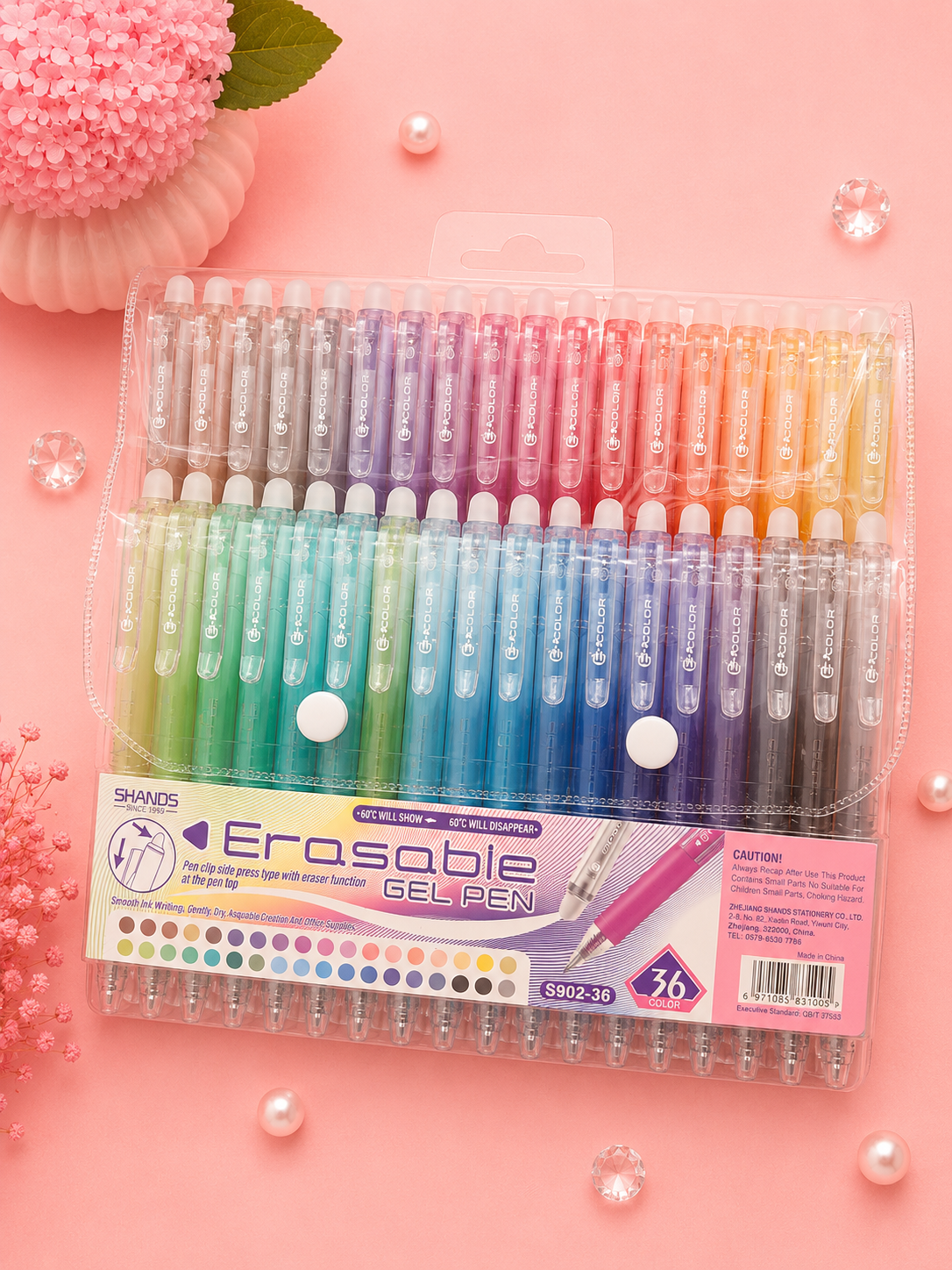 Pack de 36 bolígrafos borrables en colores variados