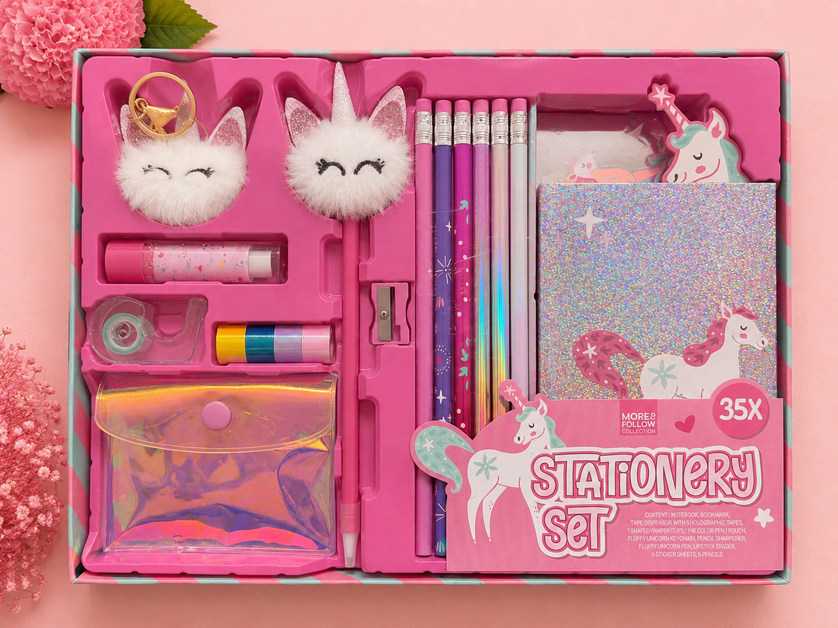 Set de papelería kawaii para estudiar y trabajar
