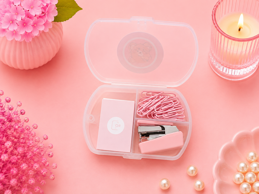 Set de grapadora y clips kawaii para escritorio