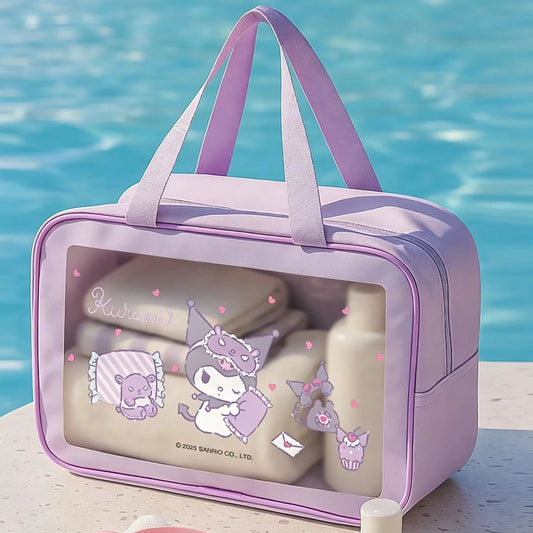 Bolsa Sanrio impermeable con ventana transparente y asa de mano
