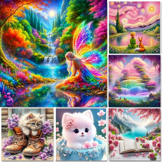 Kit de diamond painting 5D con lienzo adhesivo y diamantes