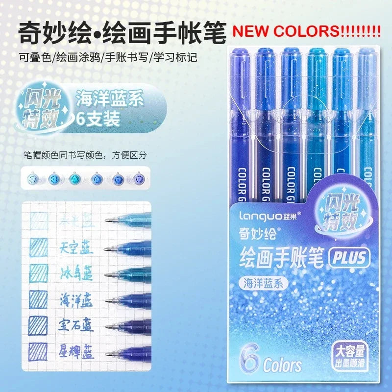 Escritura colorida con bolígrafo de gel
