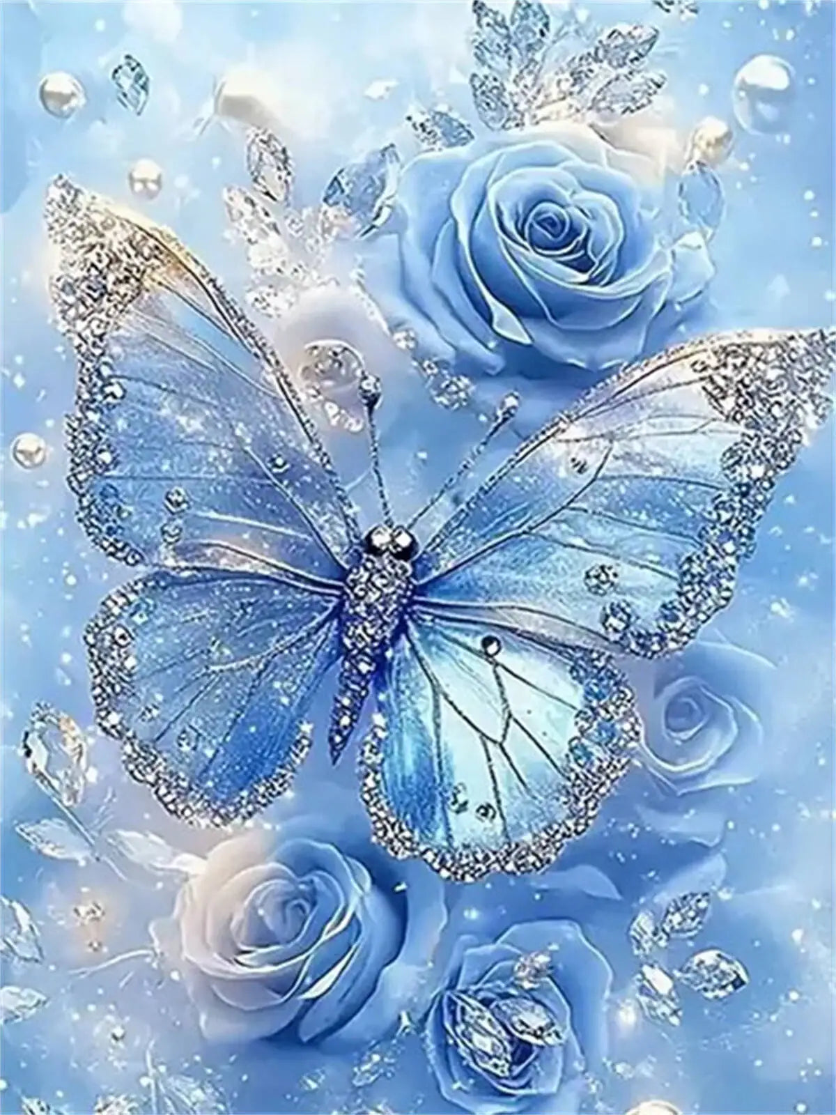 Resultado decorativo de un diamond painting con motivo de mariposa