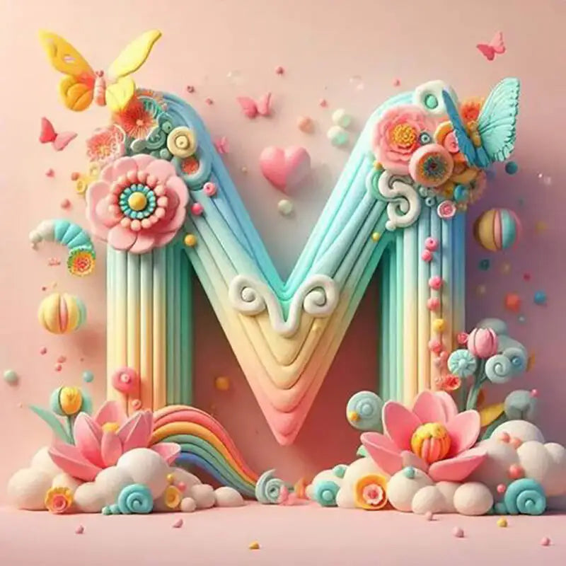Mosaico de manualidades con letras del alfabeto
