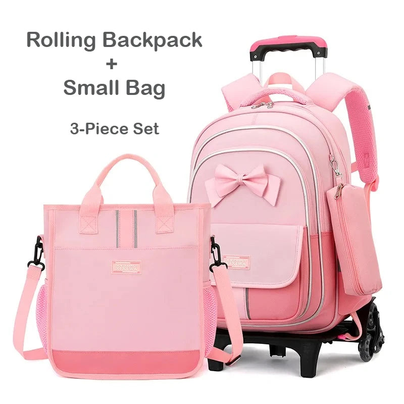 Mochila escolar con configuración de dos ruedas