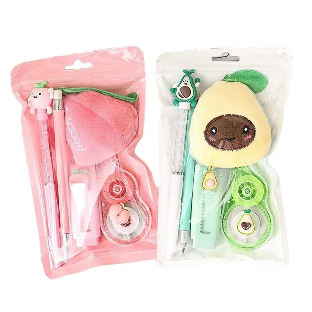 Set de papelería kawaii con diseño de aguacate