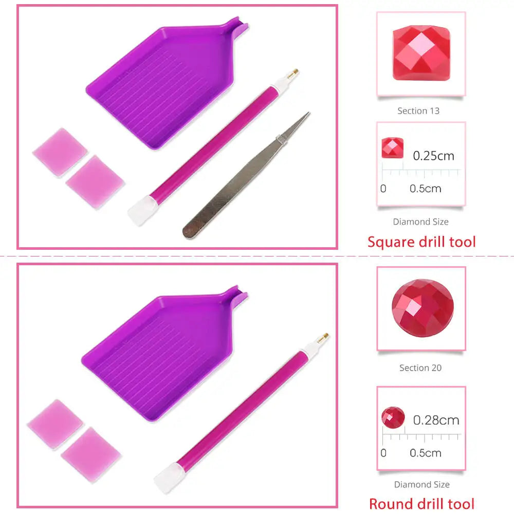 Guía de tamaños disponibles para el kit de diamond painting