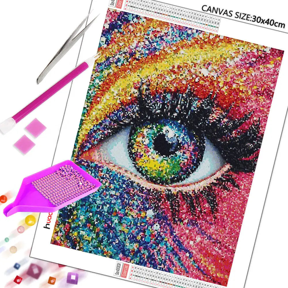 Patrón de retrato de un ojo para completar con diamantes