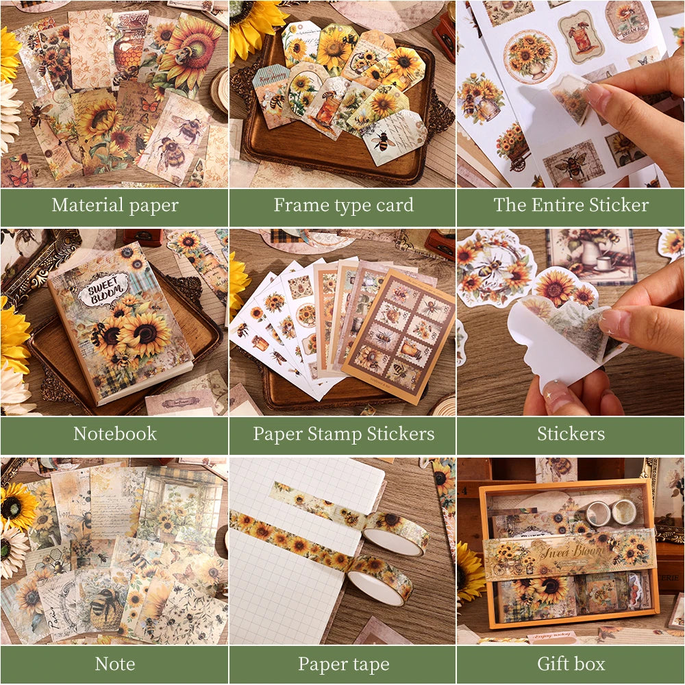 Diseño floral del set de scrapbooking Sunflower