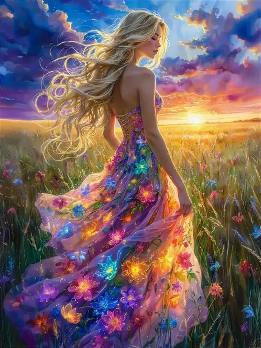 Diseño floral de diamond painting disponible en varios tamaños