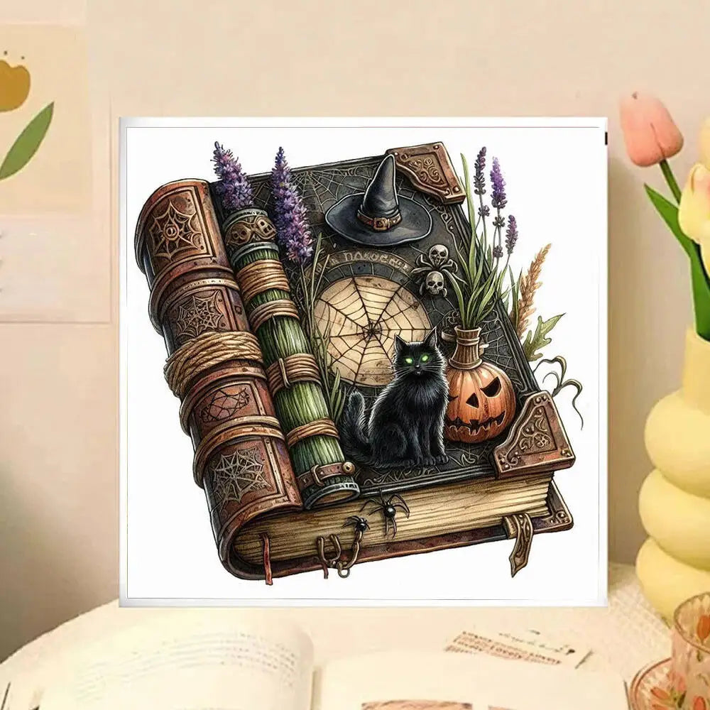 Flores decorativas en una escena de Halloween para completar con diamantes