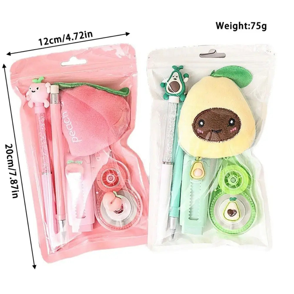 Set de papelería kawaii con diseño de fresa