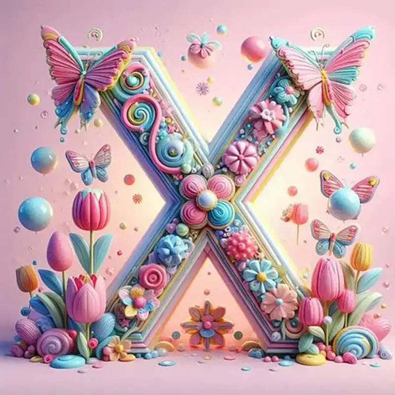 Diseño decorativo con letras y flores
