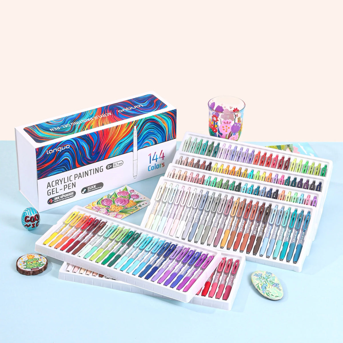 Set de papelería con 144 bolígrafos de gel