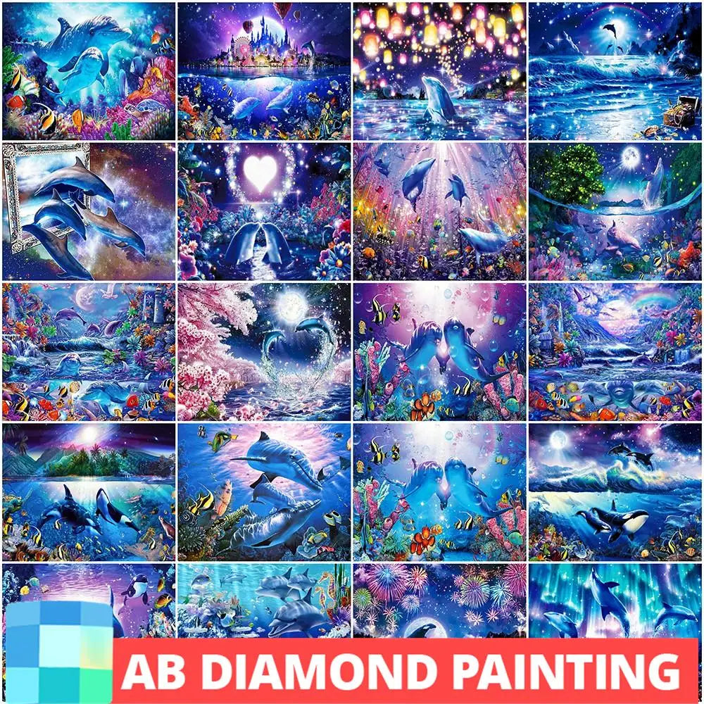 Kit de diamond painting con diseño de delfín marino