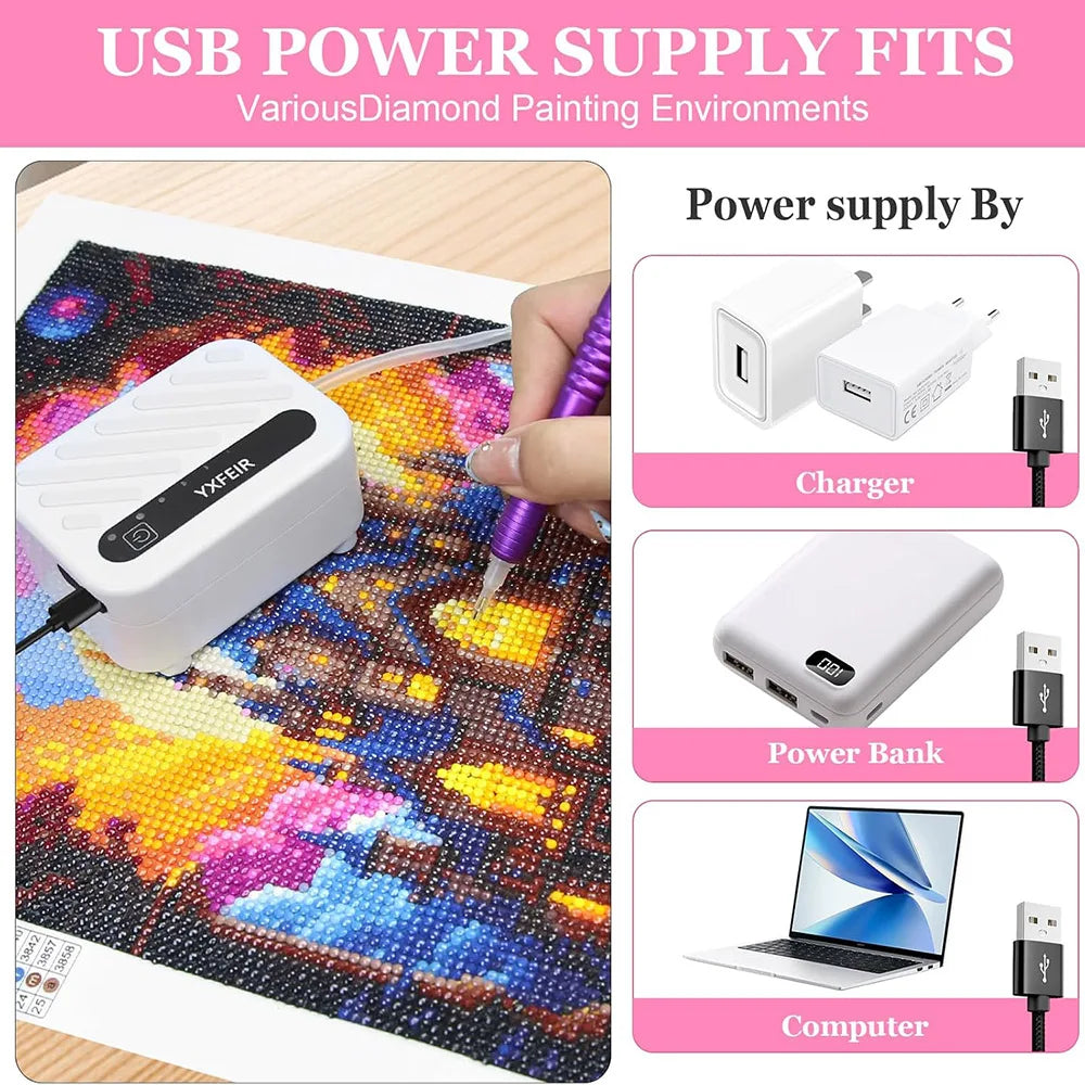 Bolígrafo de diamond painting conectado mediante USB