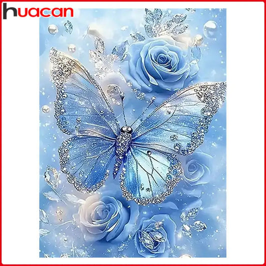 Diseño de mariposa para diamond painting con área de pegado completa