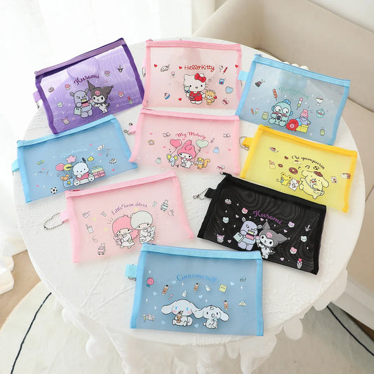 Set kawaii con lápices de colores y bolsa con cremallera