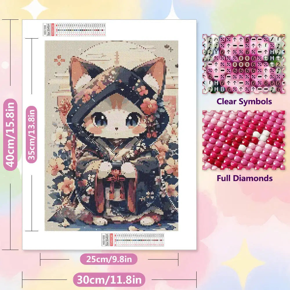 Lienzo de gato para crear un mosaico de diamantes