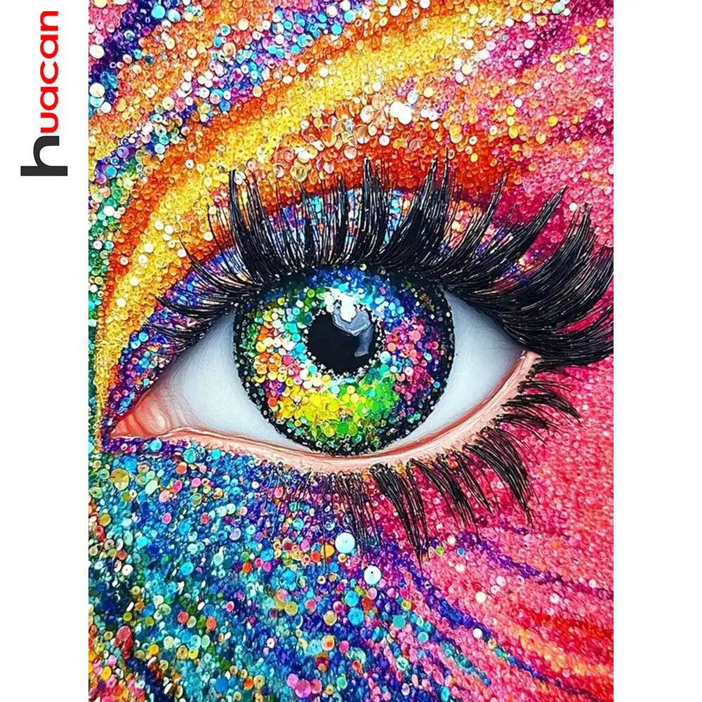 Retrato artístico de un ojo en un kit de diamond painting