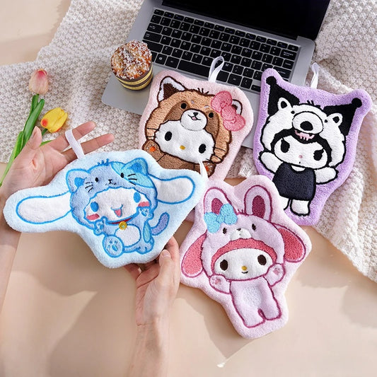 Toalla de mano Sanrio de terciopelo coral con diseño decorativo