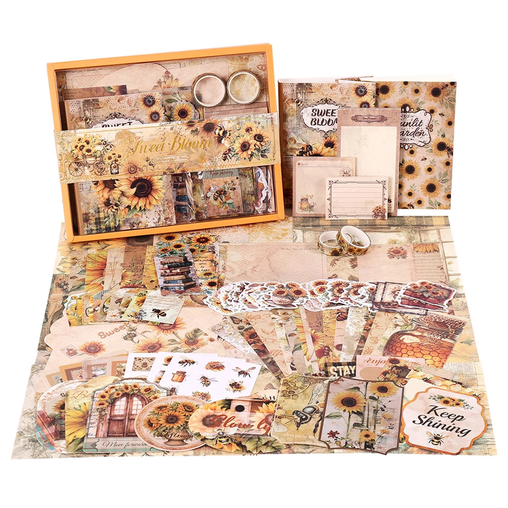Kit de scrapbooking con diseño vintage de girasoles