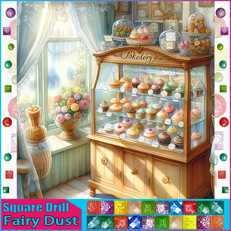 Resultado terminado del diamond painting Scenery Cake
