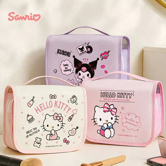 Neceser Sanrio blanco con asa y cierre de cremallera