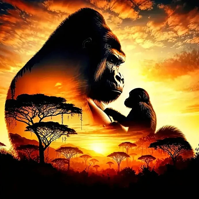 Diseño de elefante al atardecer visto en su conjunto