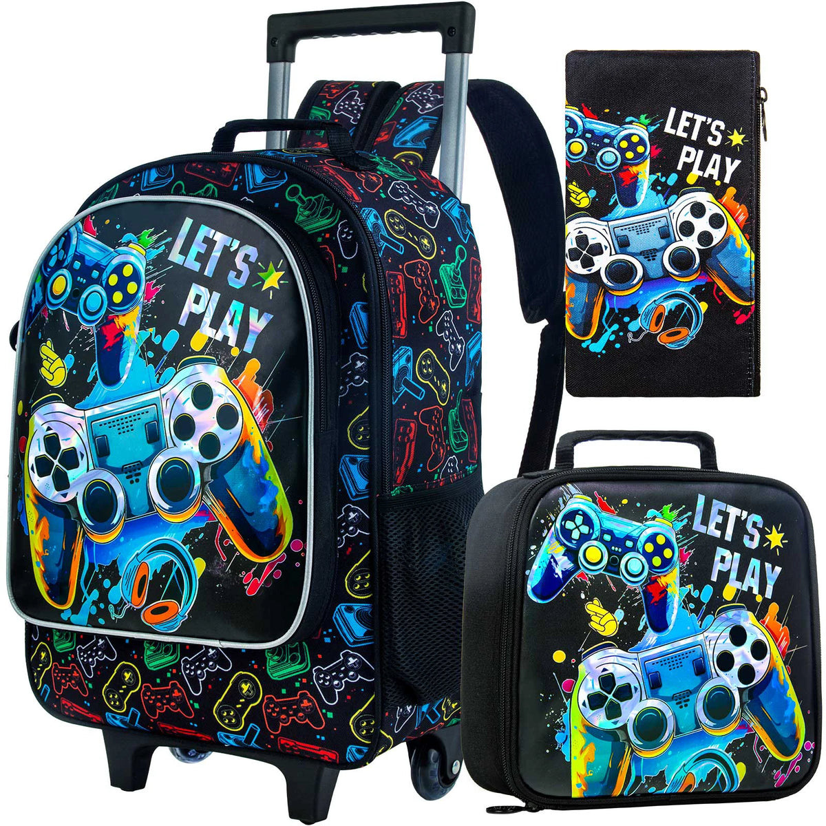Mochila escolar gamer con ruedas y asa regulable