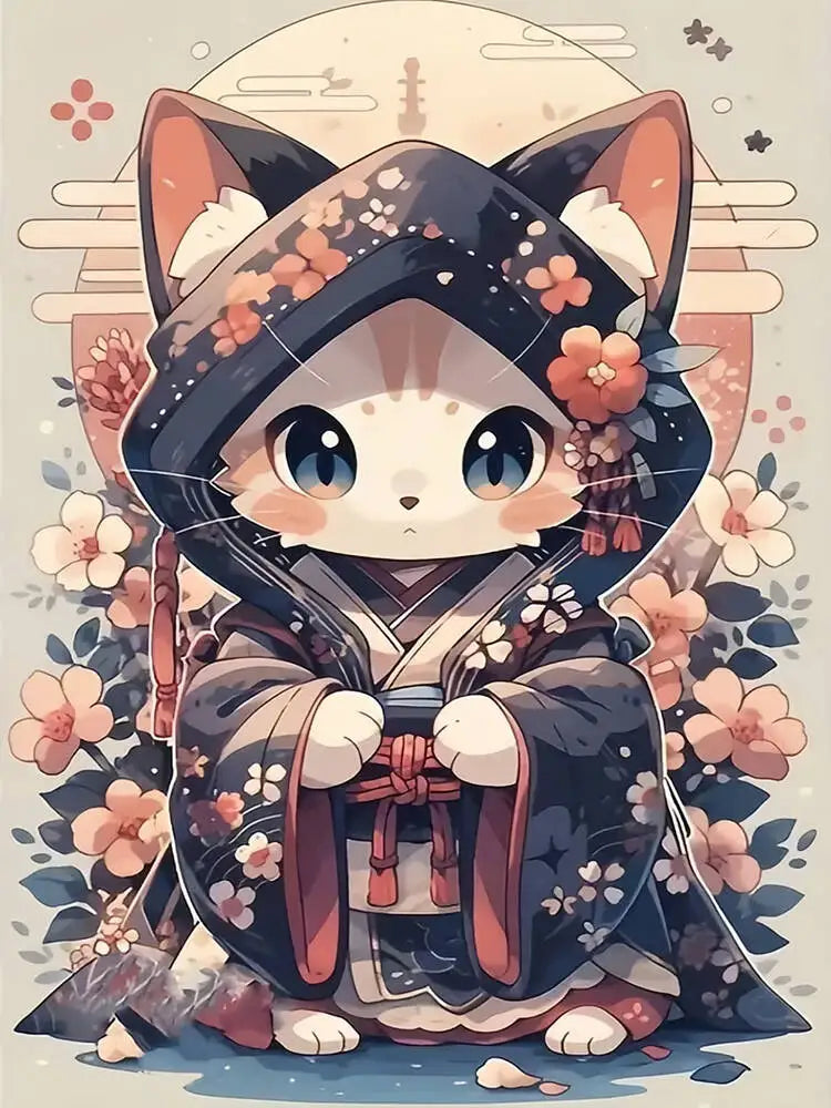Kit de manualidades con diseño de gato sin marco