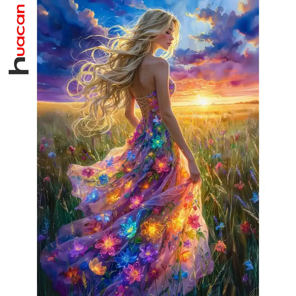 Kit floral de diamond painting con lienzo y diamantes de resina