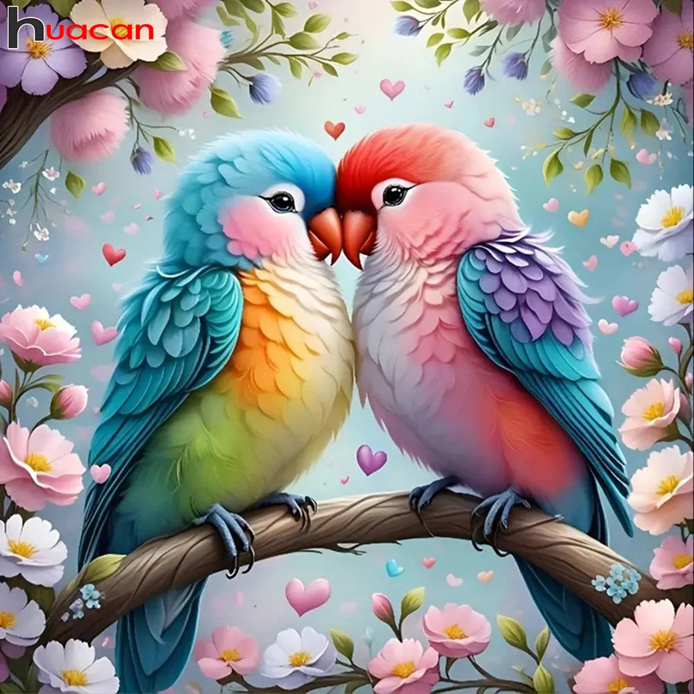 Kit de diamond painting 5D con diseño colorido de loro
