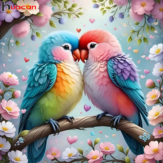 Kit de diamond painting 5D con diseño colorido de loro